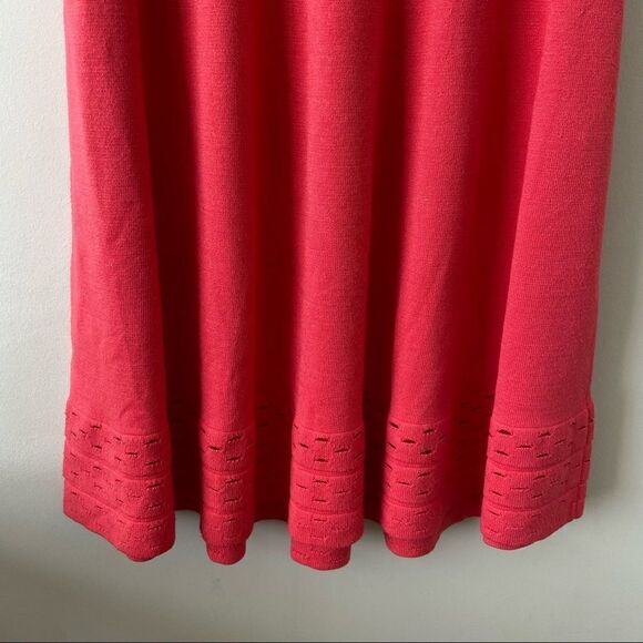 Nwt-chelsea28 (Nordstrom)Ponte Hot Coral Open Work Fit & Flare Dress - Picture 8 of 10